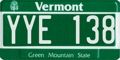 VT license plate YYE138
