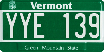 VT license plate YYE139