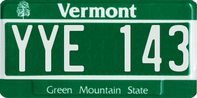 VT license plate YYE143
