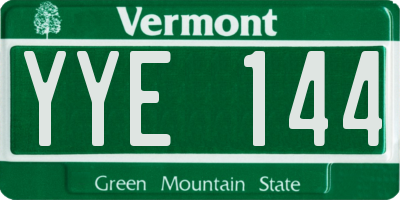 VT license plate YYE144