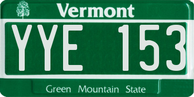 VT license plate YYE153