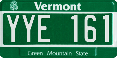 VT license plate YYE161