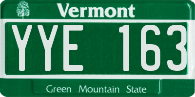 VT license plate YYE163