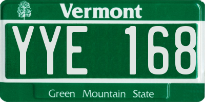 VT license plate YYE168