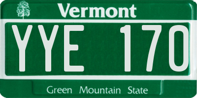 VT license plate YYE170