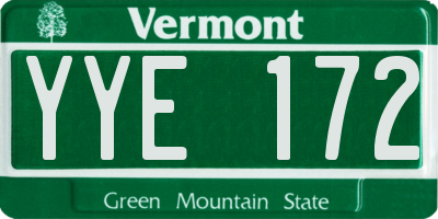 VT license plate YYE172