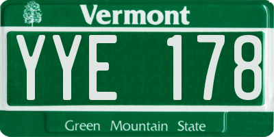 VT license plate YYE178