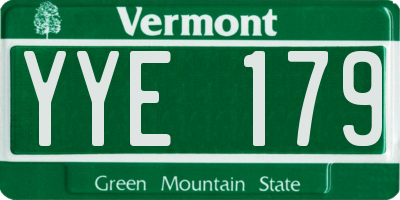 VT license plate YYE179