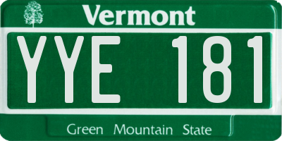 VT license plate YYE181