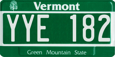 VT license plate YYE182
