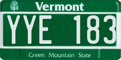 VT license plate YYE183