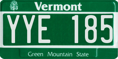 VT license plate YYE185