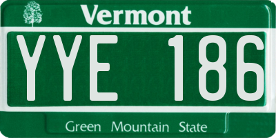 VT license plate YYE186