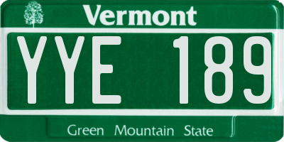 VT license plate YYE189