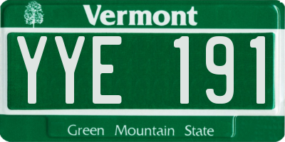 VT license plate YYE191