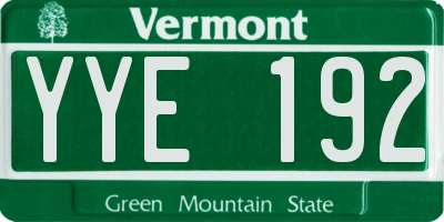 VT license plate YYE192