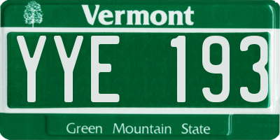 VT license plate YYE193