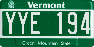 VT license plate YYE194