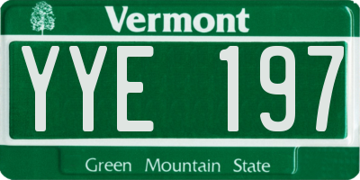 VT license plate YYE197