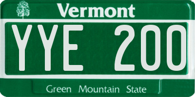 VT license plate YYE200