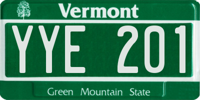 VT license plate YYE201
