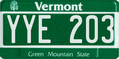 VT license plate YYE203