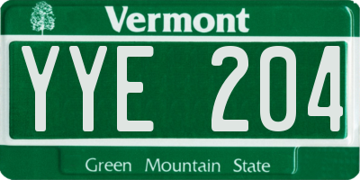 VT license plate YYE204