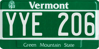 VT license plate YYE206