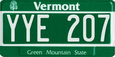 VT license plate YYE207