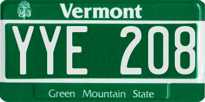 VT license plate YYE208