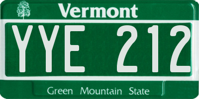 VT license plate YYE212