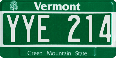 VT license plate YYE214
