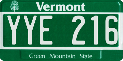 VT license plate YYE216