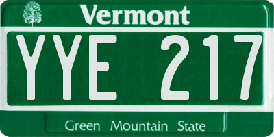 VT license plate YYE217