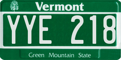 VT license plate YYE218