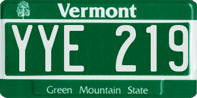 VT license plate YYE219