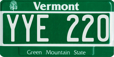 VT license plate YYE220