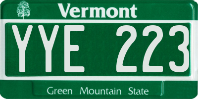 VT license plate YYE223