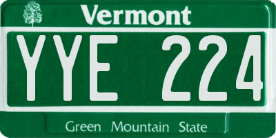 VT license plate YYE224