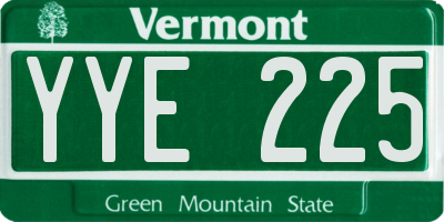 VT license plate YYE225