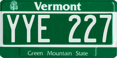 VT license plate YYE227