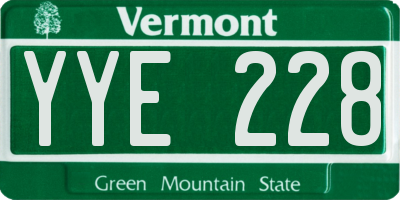 VT license plate YYE228