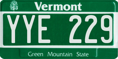 VT license plate YYE229