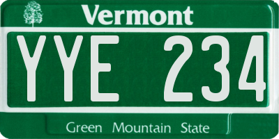 VT license plate YYE234