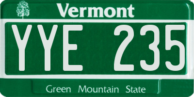 VT license plate YYE235
