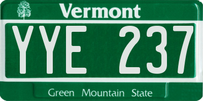 VT license plate YYE237
