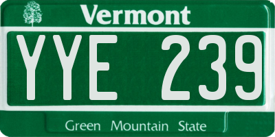 VT license plate YYE239