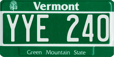 VT license plate YYE240