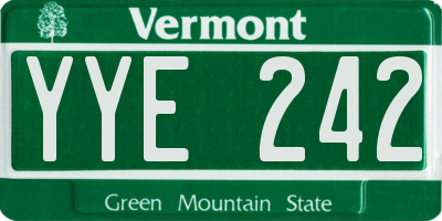VT license plate YYE242