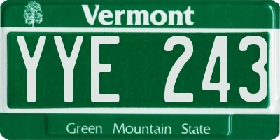 VT license plate YYE243